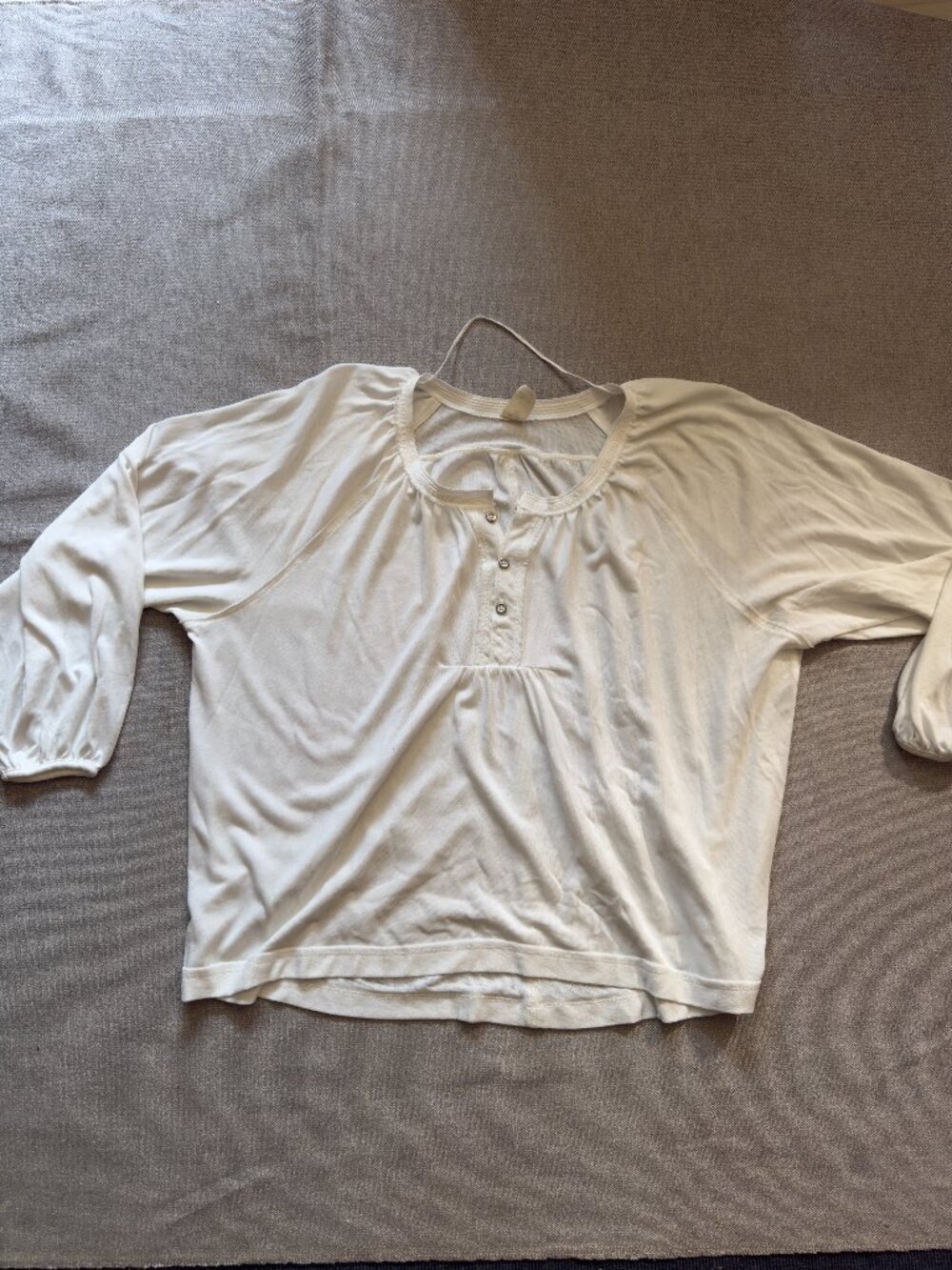WE The Free Oversized Shirt White Scoop Neck Long Sleeve Size L
